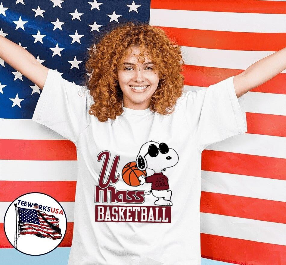 UMass Minutemen basketball X Peanuts Snoopy Joe Cool - Adult & Kids T-Shirts, Sweatshirts & Hoodies apparel design preview 4