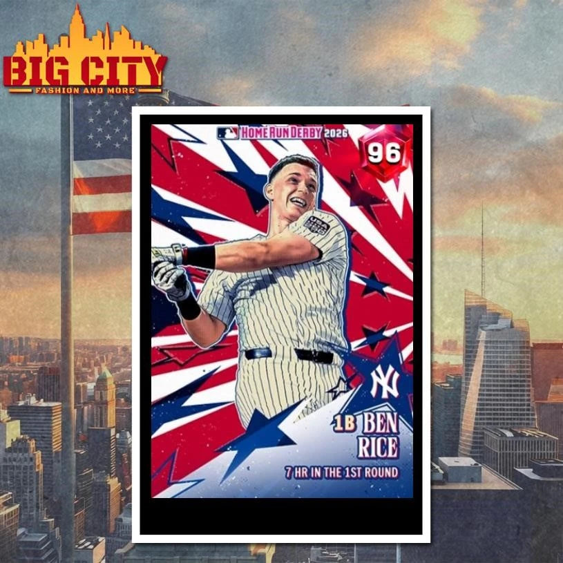 New York Yankees Ben Rice 1B Home Run Derby 2026 - Adult & Kids T-Shirts, Sweatshirts & Hoodies apparel design preview 4