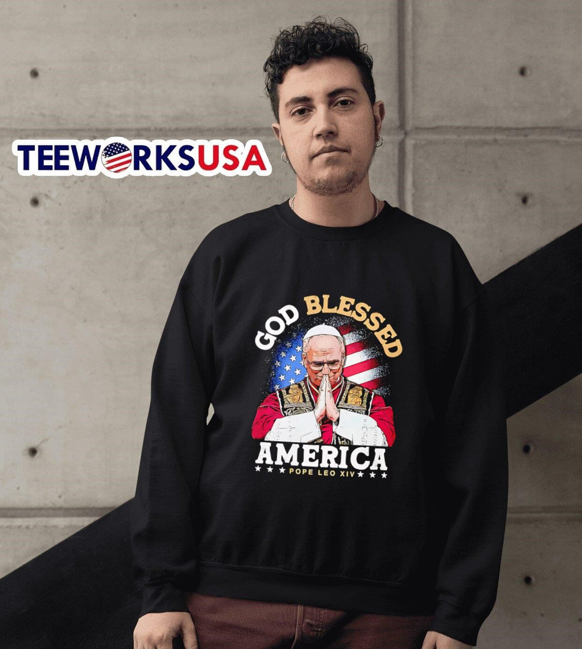 God Blessed America Pope Leo XIV - Adult & Kids T-Shirts, Sweatshirts & Hoodies apparel design preview 6