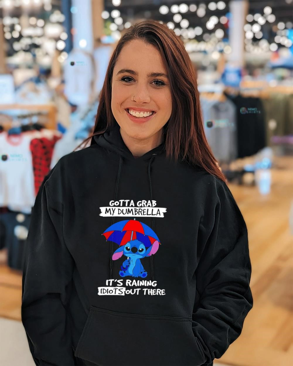 Stitch Gotta Grab My Dumbrella It's Raining Idiots - Adult & Kids T-Shirts, Sweatshirts & Hoodies apparel design preview 3