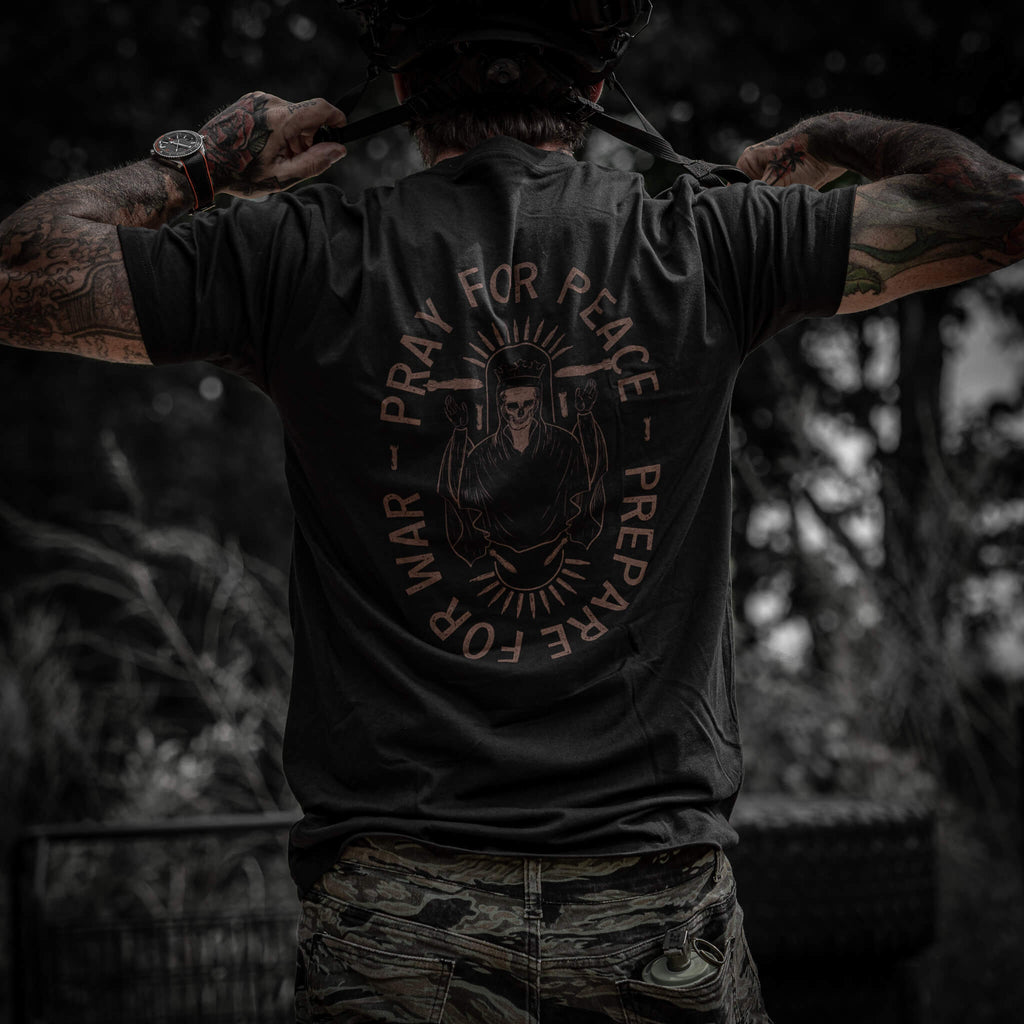 Pray For Peace. Prepare War. Men's - Adult & Kids T-Shirts, Sweatshirts & Hoodies apparel design preview 3