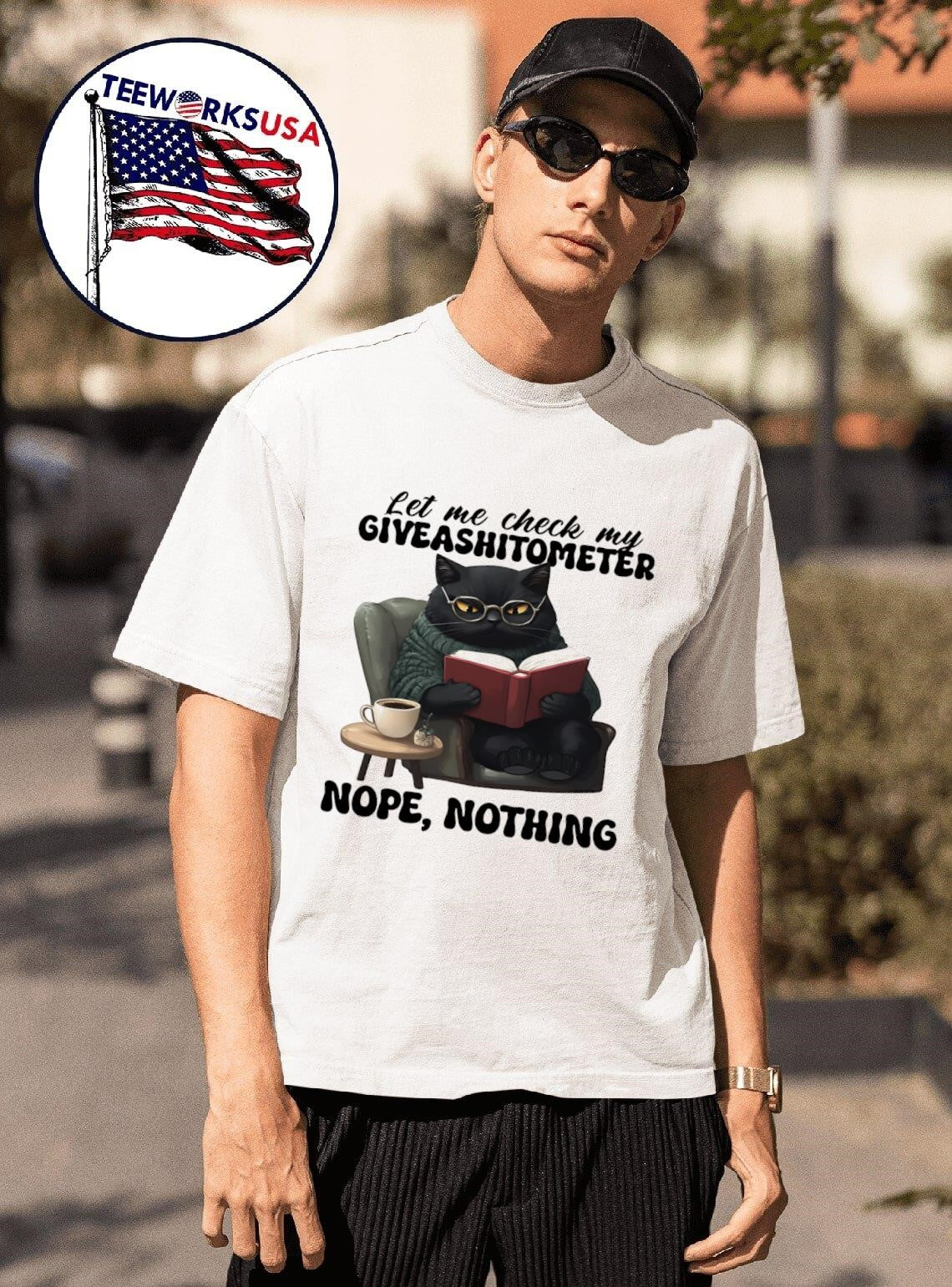 Black cat reading book let me check my - Adult & Kids T-Shirts, Sweatshirts & Hoodies apparel design preview 1