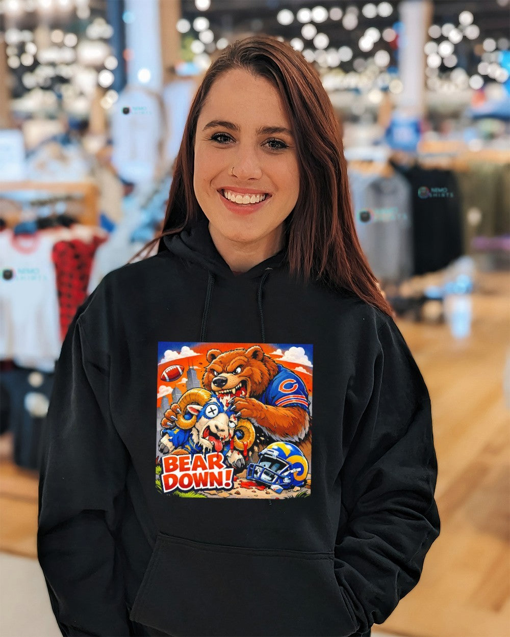 Bear down Chicago Bears beat Los Angeles Rams mascot - Adult & Kids T-Shirts, Sweatshirts & Hoodies apparel design preview 3