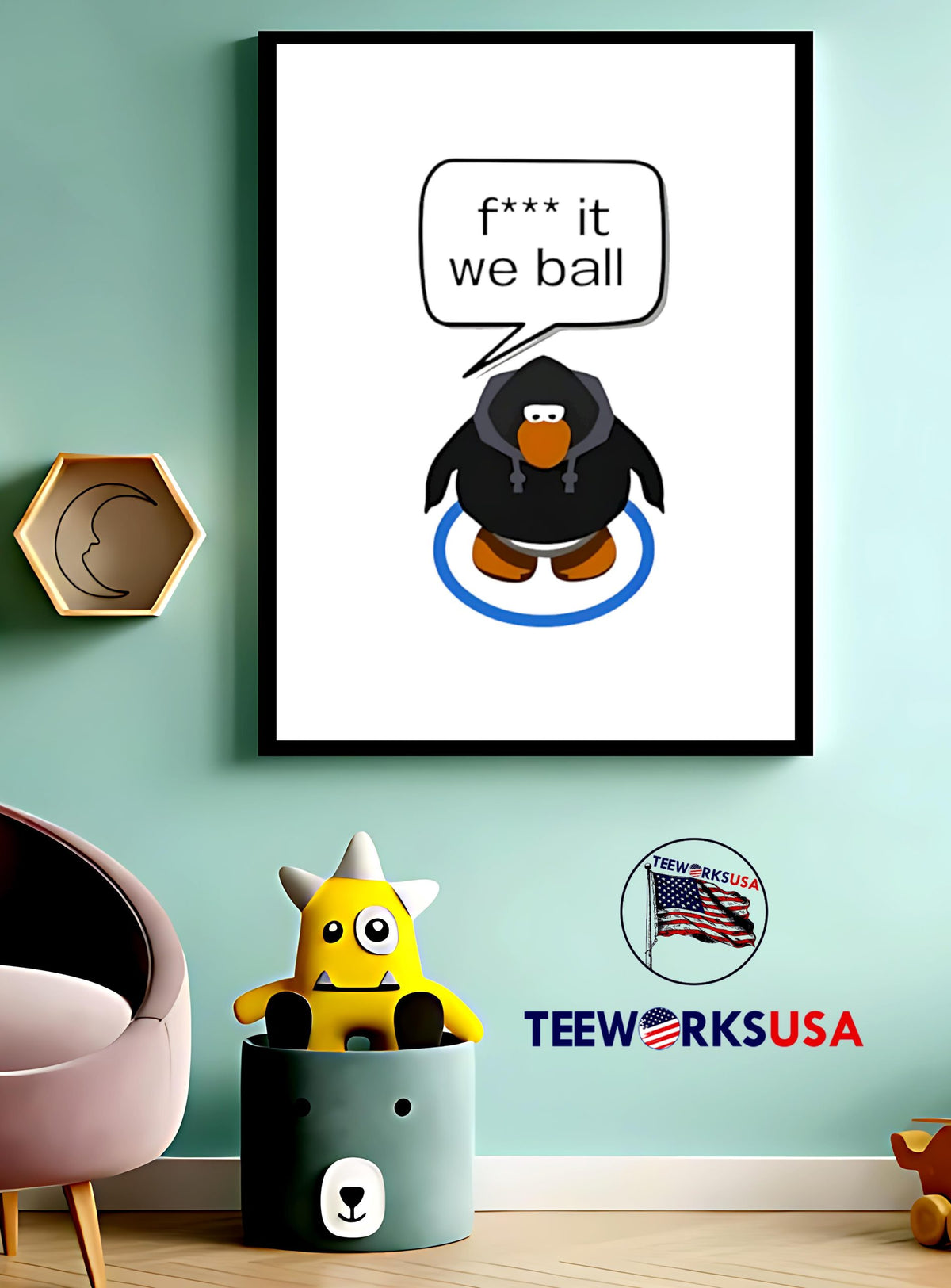 Fuck It We Ball Club Penguin Funny Meme - Adult & Kids T-Shirts, Sweatshirts & Hoodies apparel design preview 3