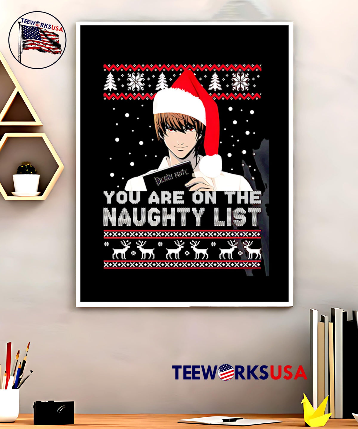 Death Note You Are On The Naughty List ugly christmas - Adult & Kids T-Shirts, Sweatshirts & Hoodies apparel design preview 5