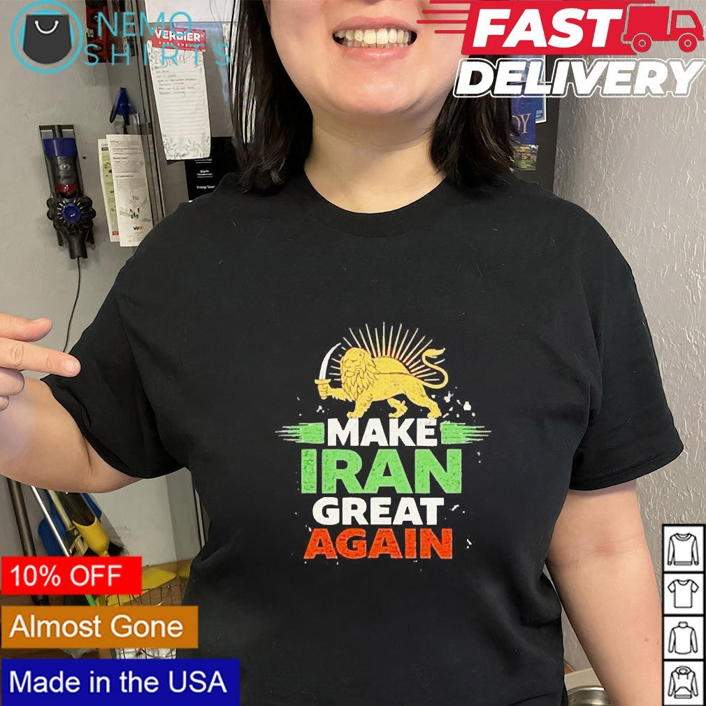 Make Iran great again Lion and Sun - Adult & Kids T-Shirts, Sweatshirts & Hoodies apparel design preview 2