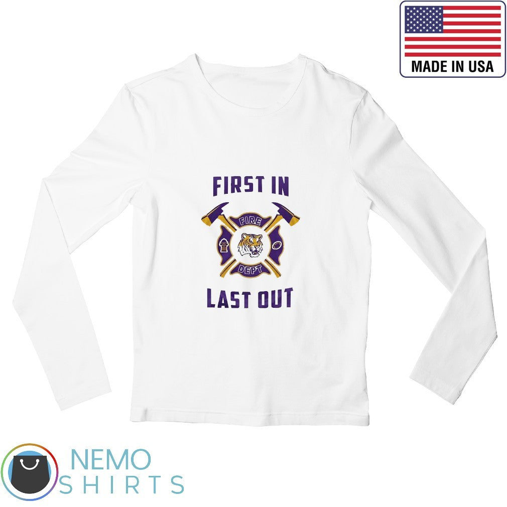 LSU Tigers first in fire dept last out - Adult & Kids T-Shirts, Sweatshirts & Hoodies apparel design preview 3