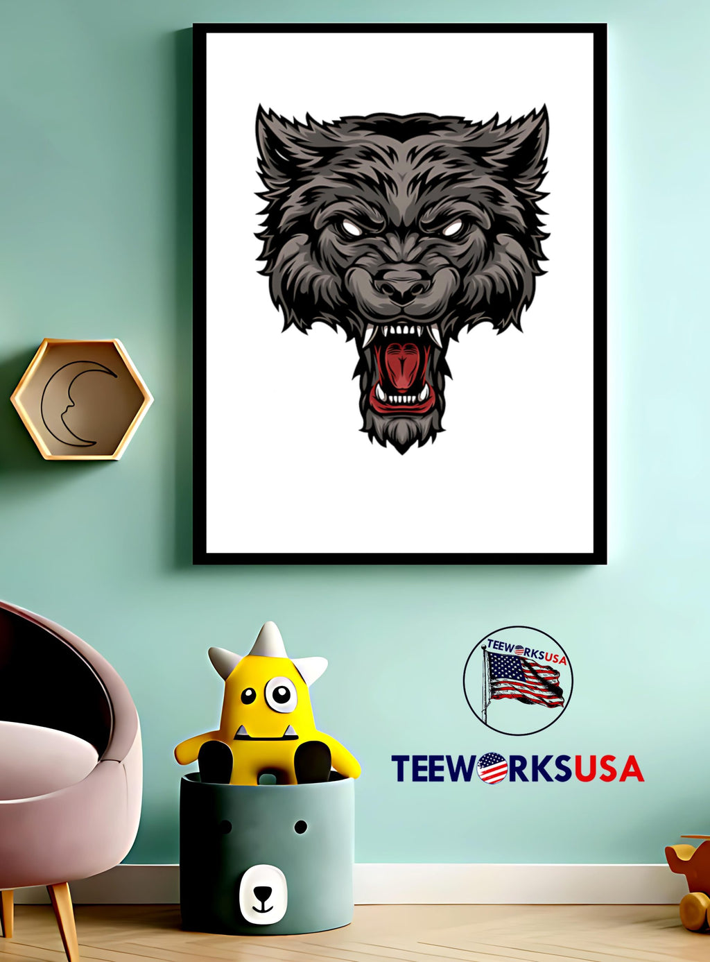 Wolf Animal big head - Adult & Kids T-Shirts, Sweatshirts & Hoodies apparel design preview 4