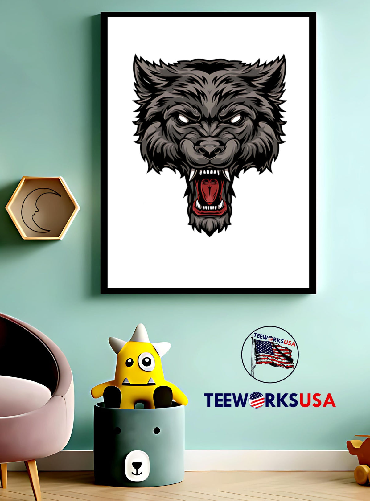 Wolf Animal big head - Adult & Kids T-Shirts, Sweatshirts & Hoodies apparel design preview 4