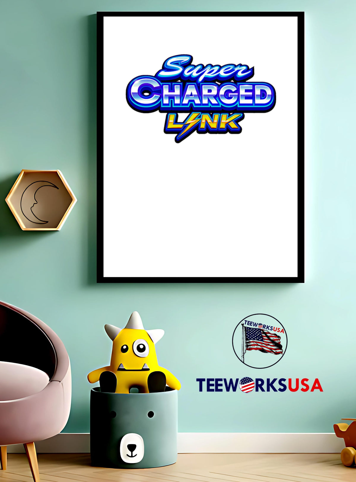 Super Charged Link game logo - Adult & Kids T-Shirts, Sweatshirts & Hoodies apparel design preview 3