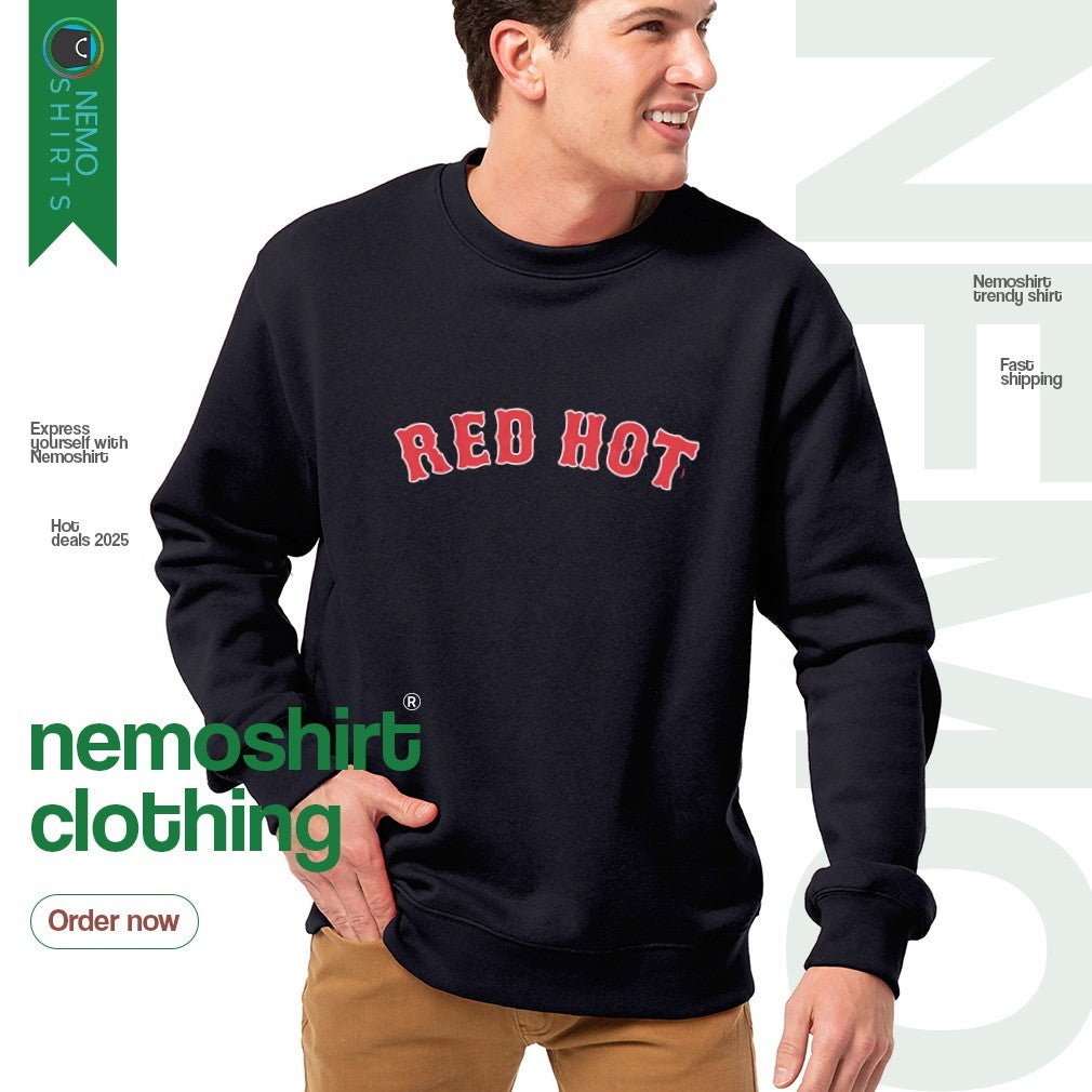 Red hot Boston Sox - Adult & Kids T-Shirts, Sweatshirts & Hoodies apparel design preview 4