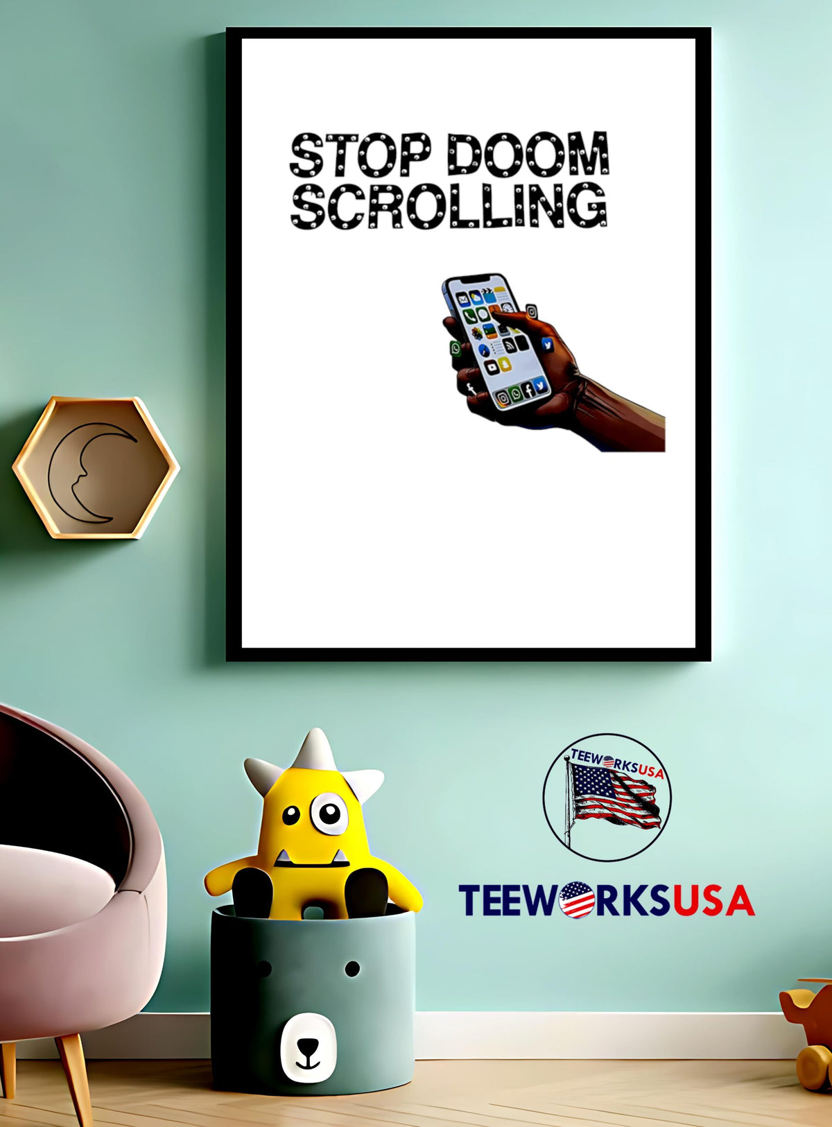 Stop Doom Scrolling cellular phone - Adult & Kids T-Shirts, Sweatshirts & Hoodies apparel design preview 3