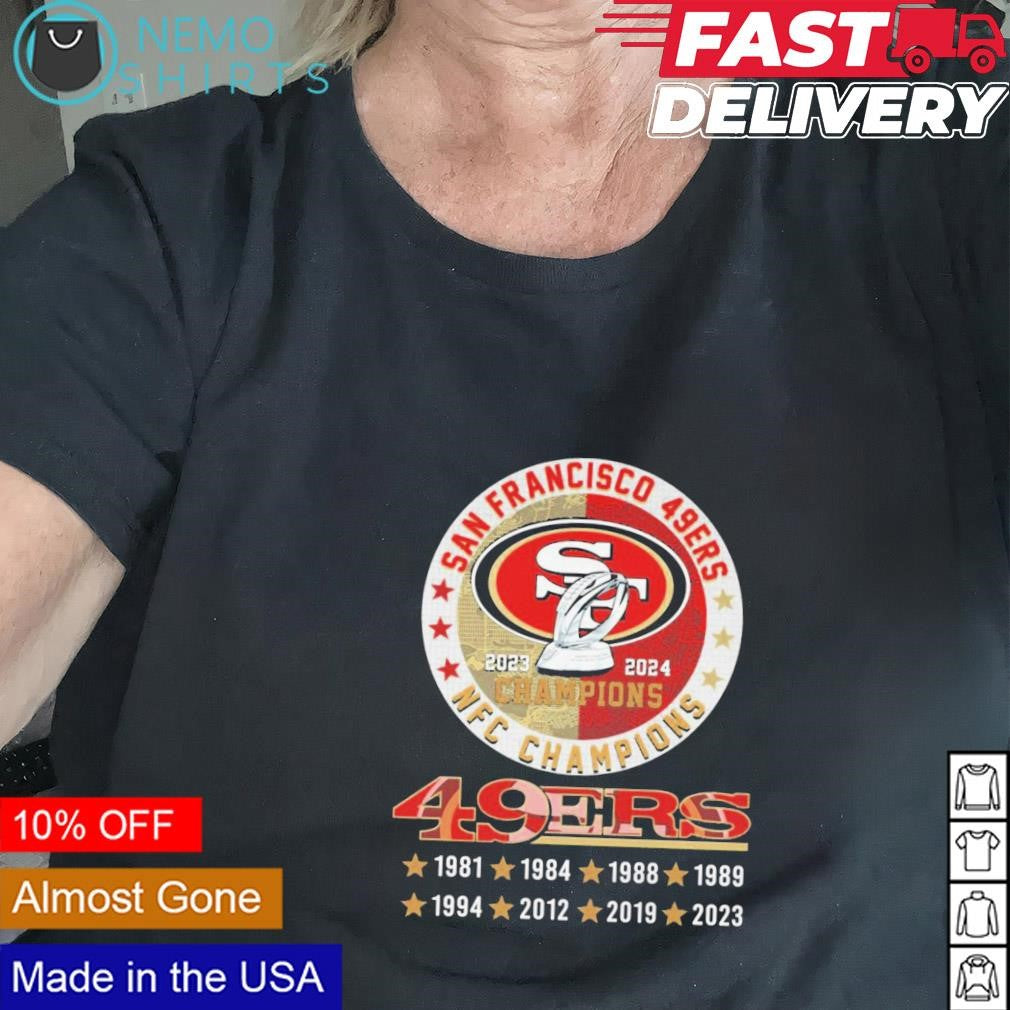 San Francisco 49ers 2023 2024 NFC champions circle - Adult & Kids T-Shirts, Sweatshirts & Hoodies apparel design preview 2