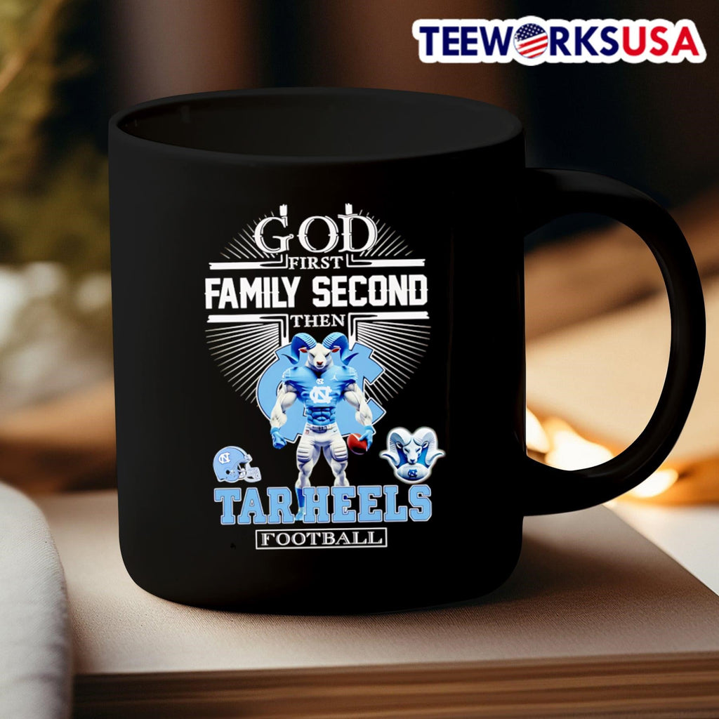 God first family second then Tar Heels football - Adult & Kids T-Shirts, Sweatshirts & Hoodies apparel design preview 3