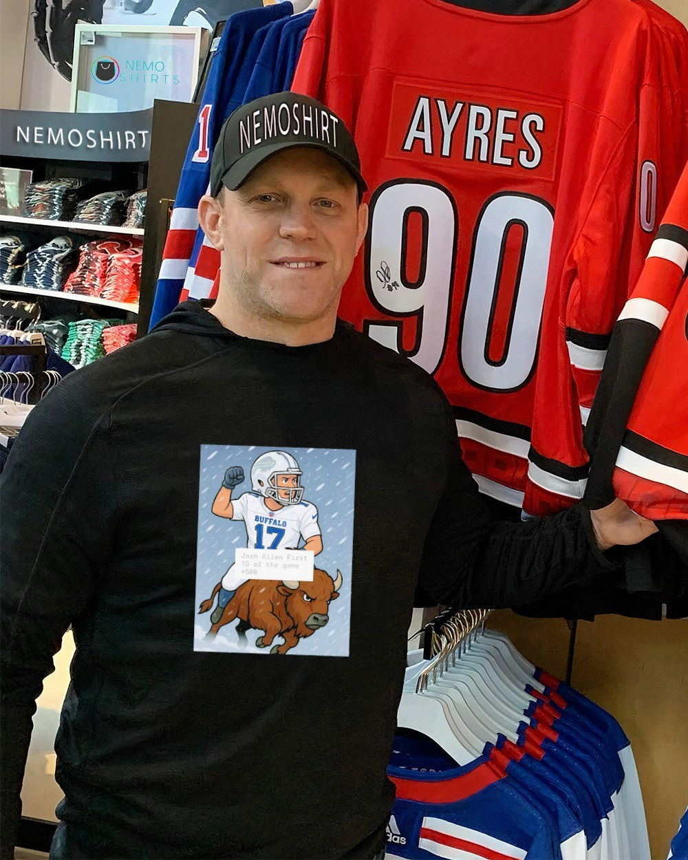 Josh Allen first TD of the game 500 Buffalo Bills - Adult & Kids T-Shirts, Sweatshirts & Hoodies apparel design preview 2