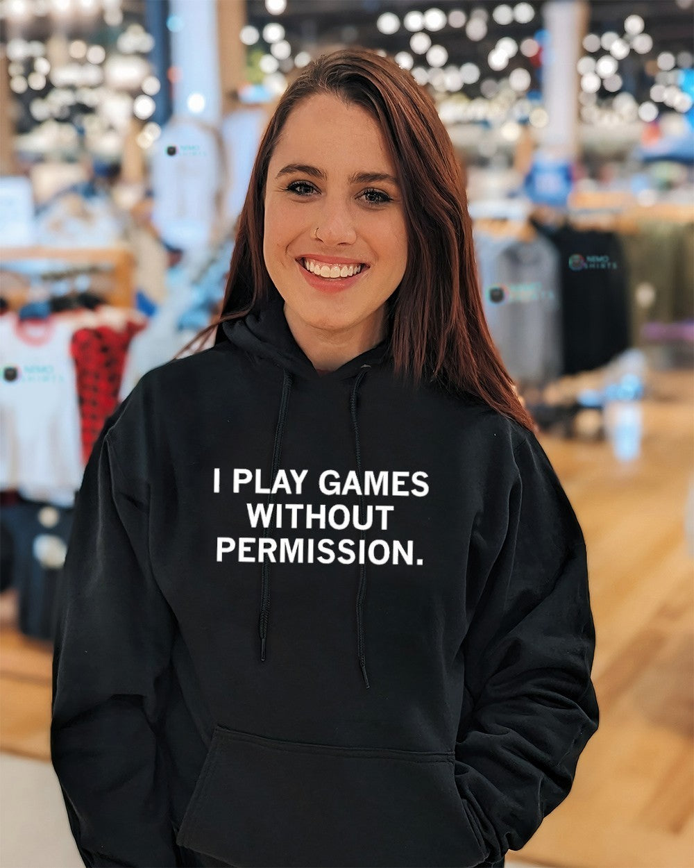 I play games without permission - Adult & Kids T-Shirts, Sweatshirts & Hoodies apparel design preview 3