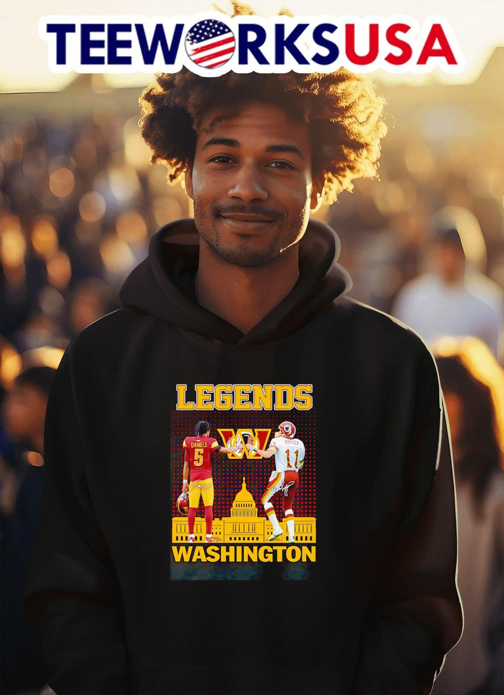 Jayden Daniels and Mark Rypien Legends Washington - Adult & Kids T-Shirts, Sweatshirts & Hoodies apparel design preview 2