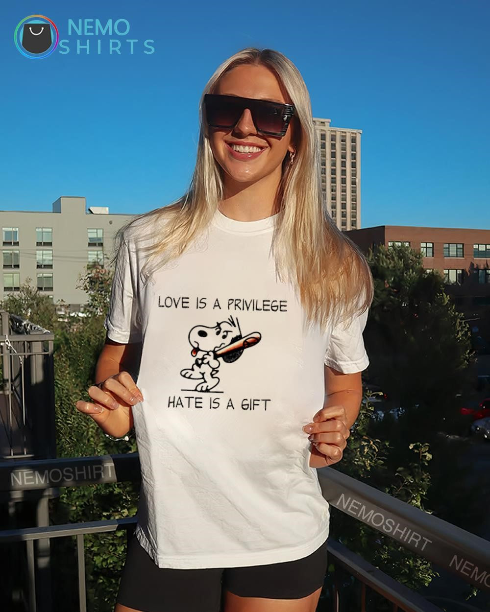 Snoopy Love Is a Privilege Hate Gift - Adult & Kids T-Shirts, Sweatshirts & Hoodies apparel design preview 4