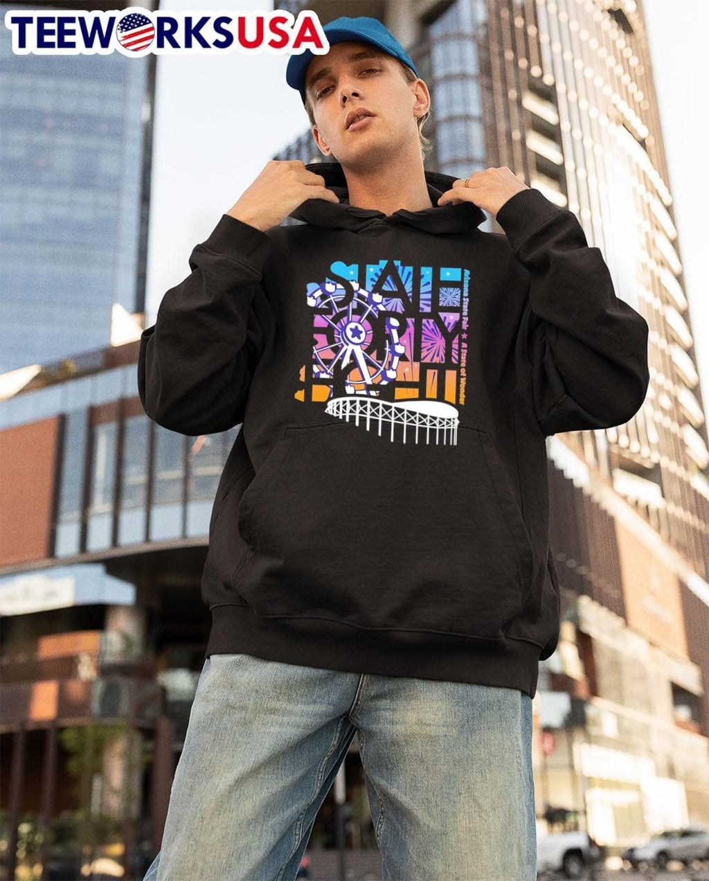 Arizona State Fair A Of Wonder Ferris Wheel Fireworks - Adult & Kids T-Shirts, Sweatshirts & Hoodies apparel design preview 3