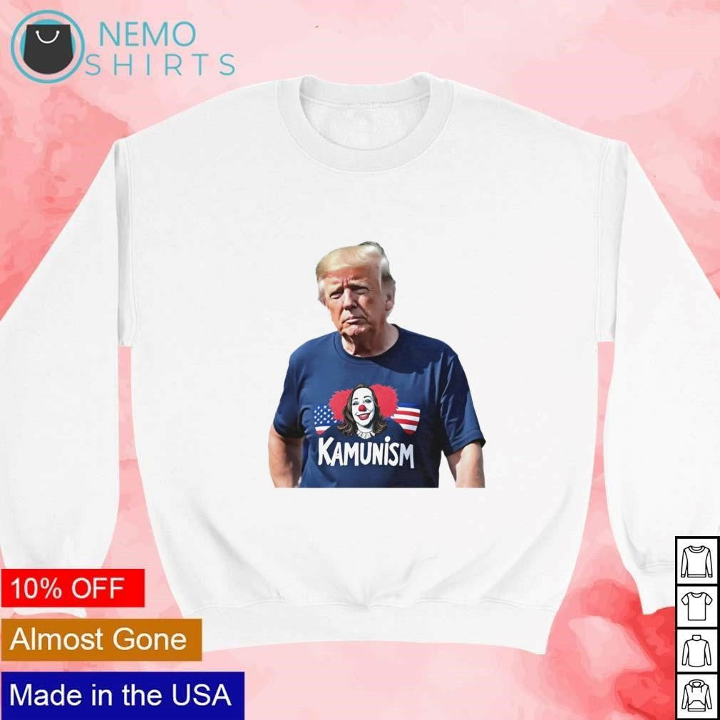 Trump wears Kamunism clown Kamala - Adult & Kids T-Shirts, Sweatshirts & Hoodies apparel design preview 4