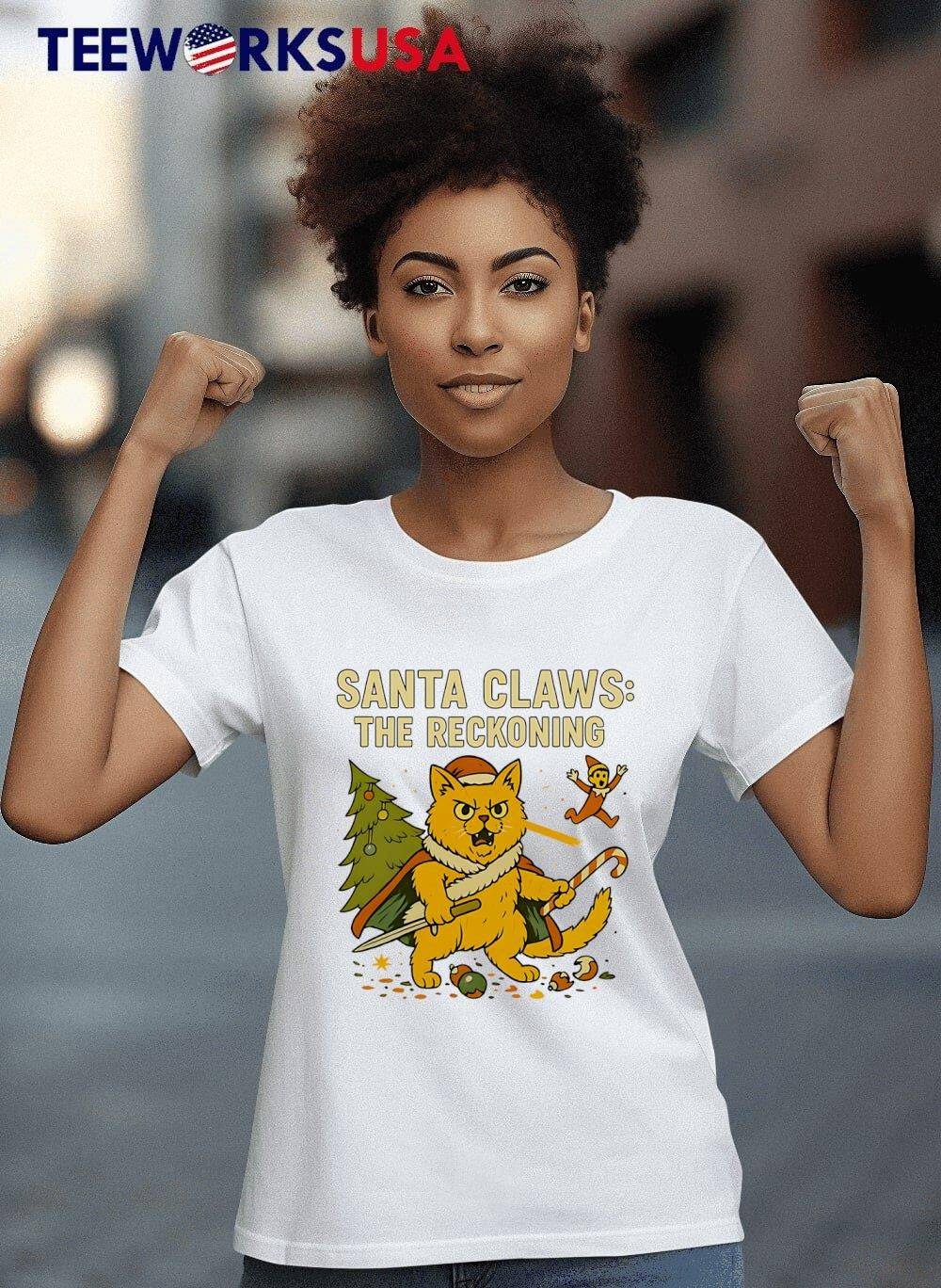 Santa Claws The Reckoning Funny Cat cute - Adult & Kids T-Shirts, Sweatshirts & Hoodies apparel design preview 8