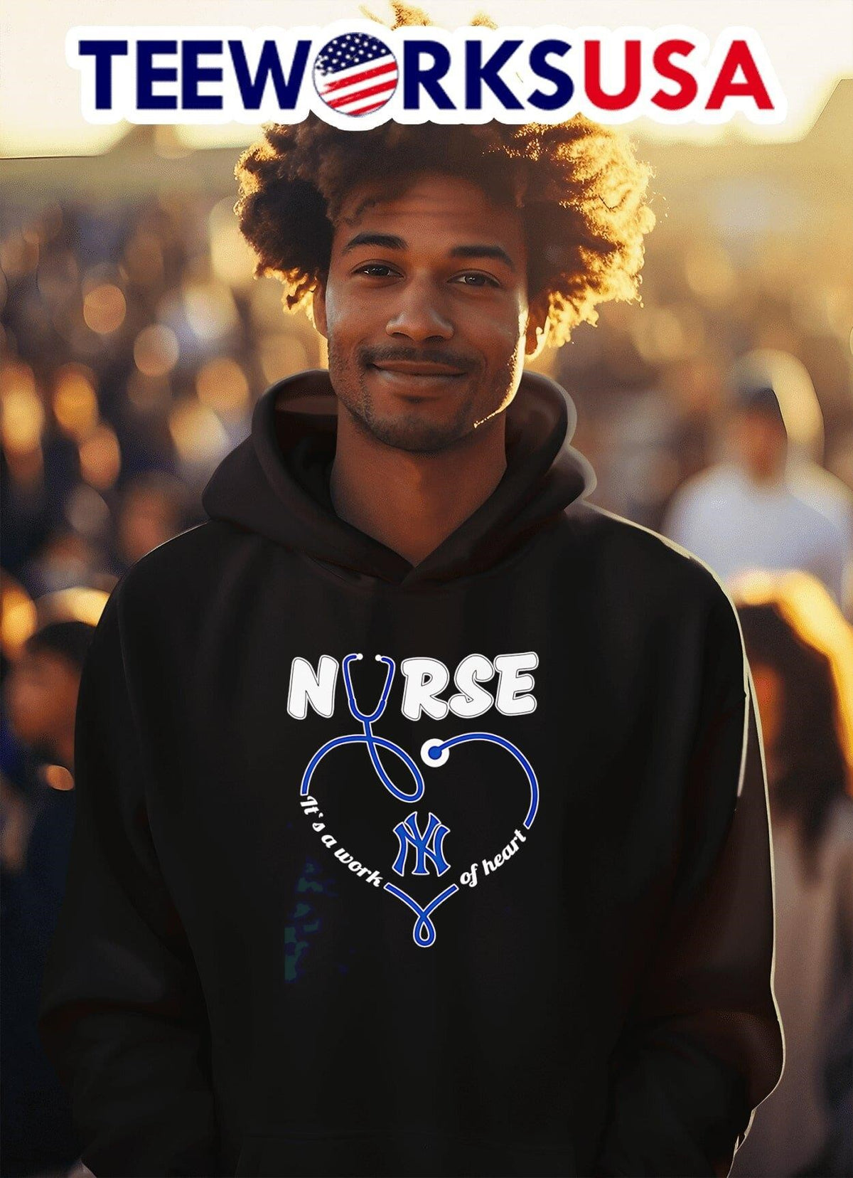 Nurse it's a work of heart New York Yankees - Adult & Kids T-Shirts, Sweatshirts & Hoodies apparel design preview 2