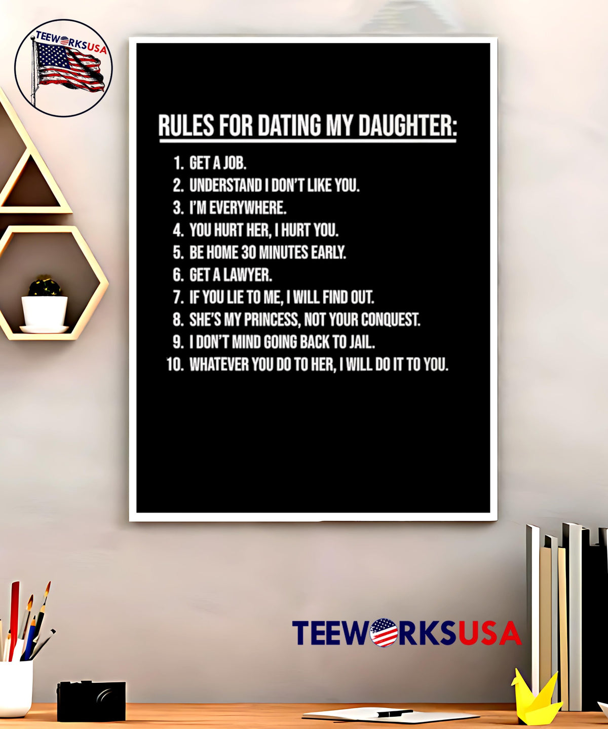 10 Rules for Dating my Daughter - Adult & Kids T-Shirts, Sweatshirts & Hoodies apparel design preview 5