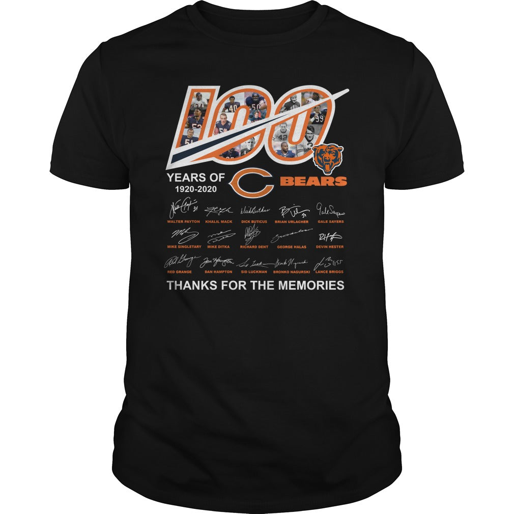 100 Years Of Chicago Bears 1920 2020 Thanks For The - Adult & Kids T-Shirts, Sweatshirts & Hoodies apparel design preview 1