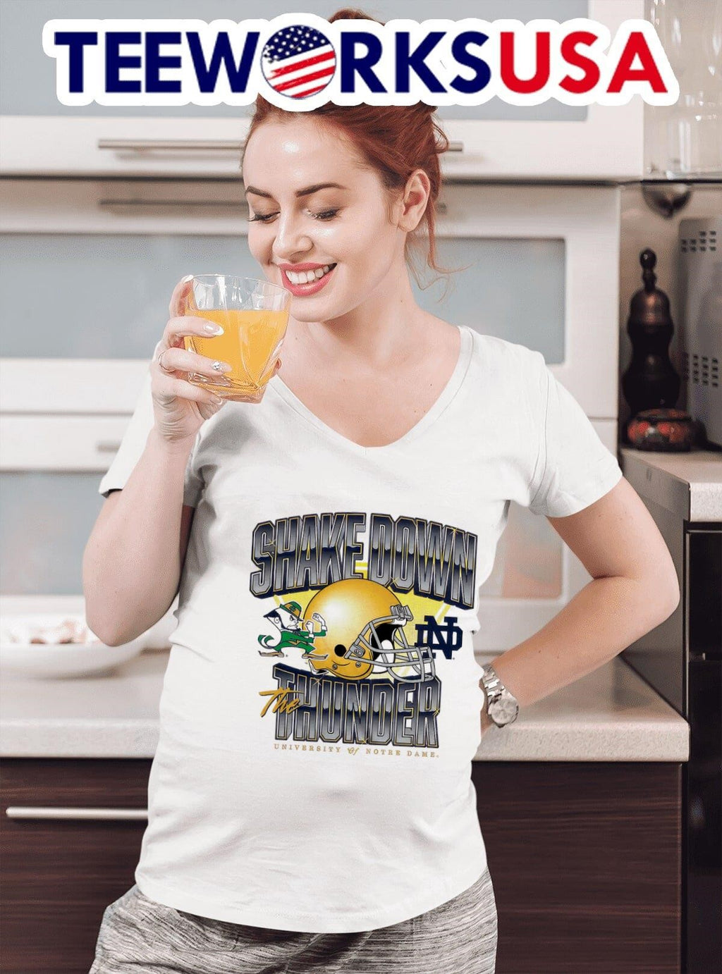 Notre Dame Fighting Irish shake down the thunder - Adult & Kids T-Shirts, Sweatshirts & Hoodies apparel design preview 4