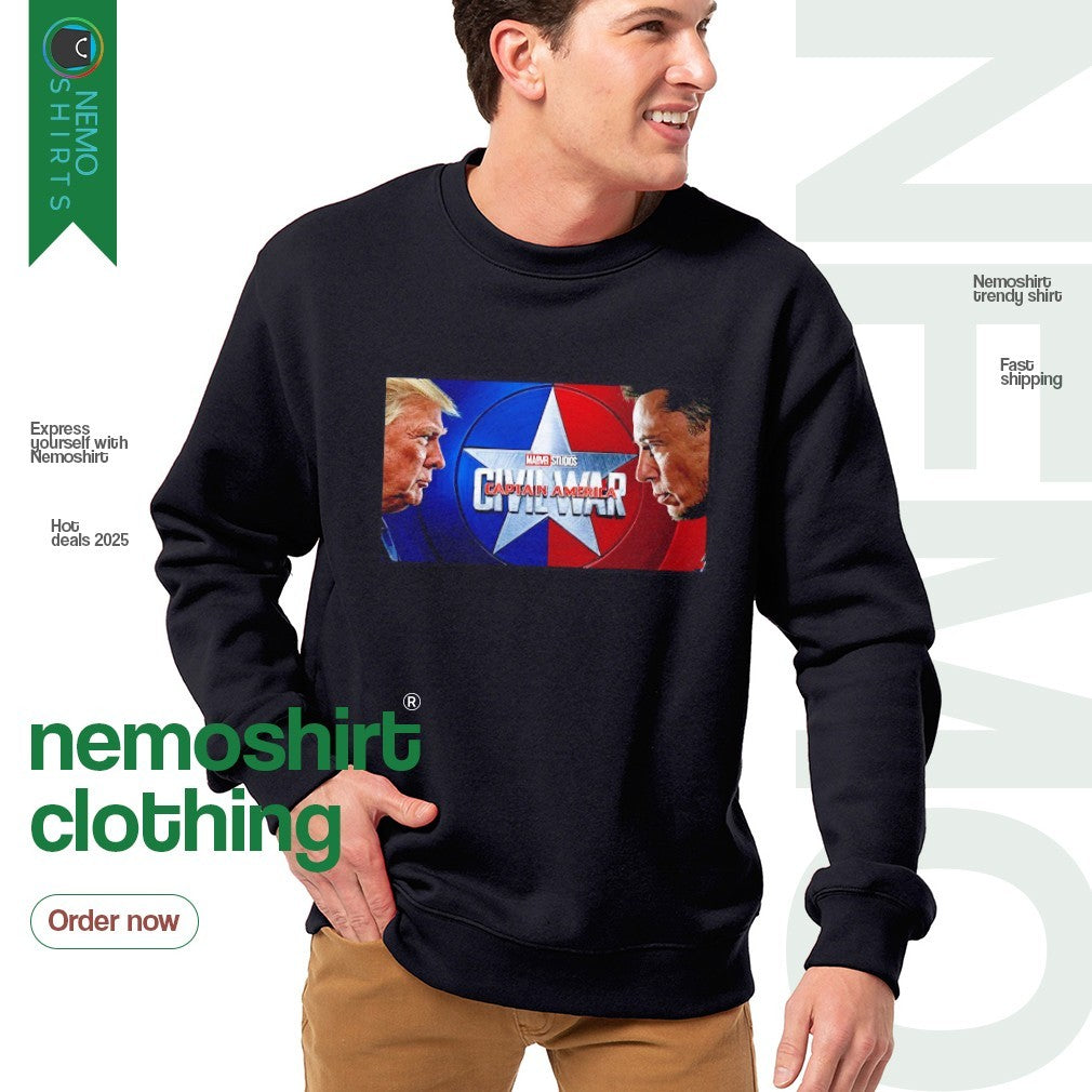 Captain America Trump and Elon Civil War - Adult & Kids T-Shirts, Sweatshirts & Hoodies product image 4