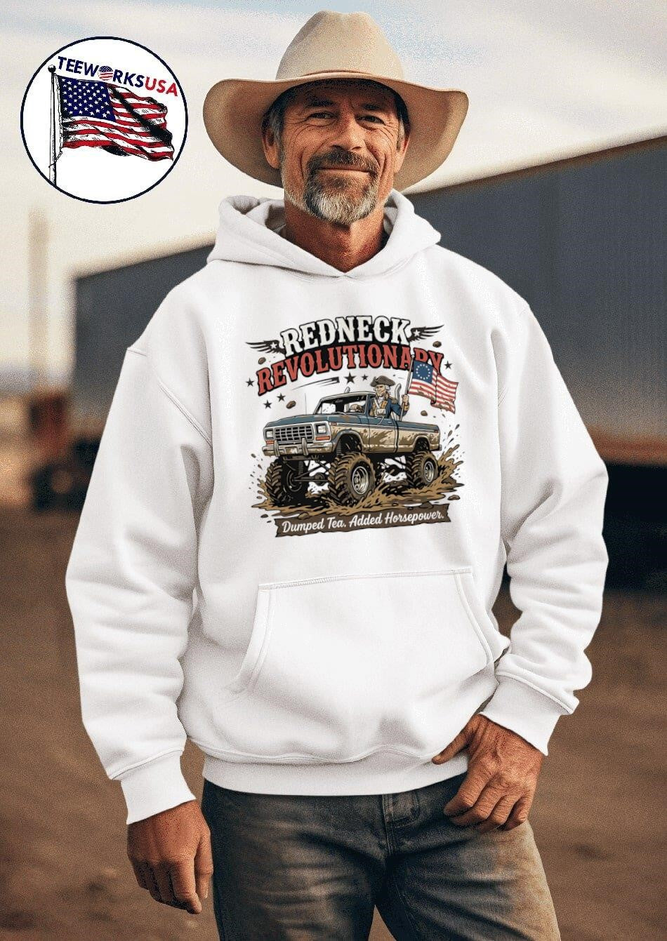 Redneck Revolutionary Dumped Tea Added Horsepower - Adult & Kids T-Shirts, Sweatshirts & Hoodies apparel design preview 2