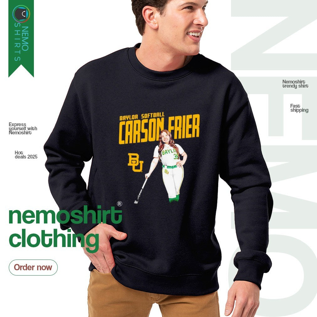 Carson Frier Baylor Bears softball illustrated - Adult & Kids T-Shirts, Sweatshirts & Hoodies apparel design preview 4