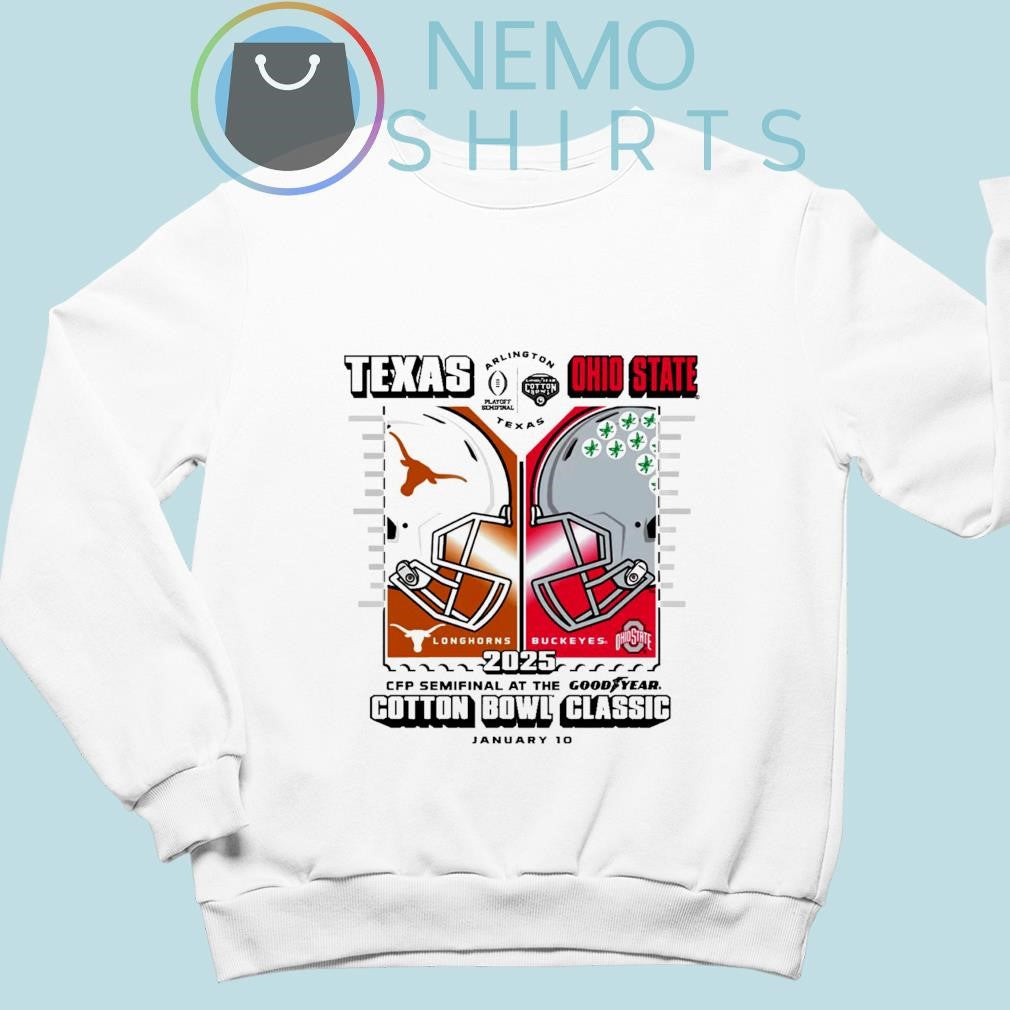 Texas vs Ohio State 2025 Cotton bowl classic helmet - Adult & Kids T-Shirts, Sweatshirts & Hoodies apparel design preview 4