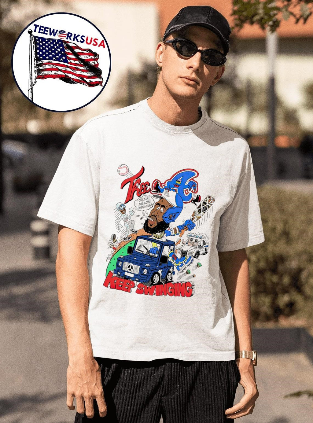 Atlanta Braves Marcell Ozuna keep swinging - Adult & Kids T-Shirts, Sweatshirts & Hoodies apparel design preview 1