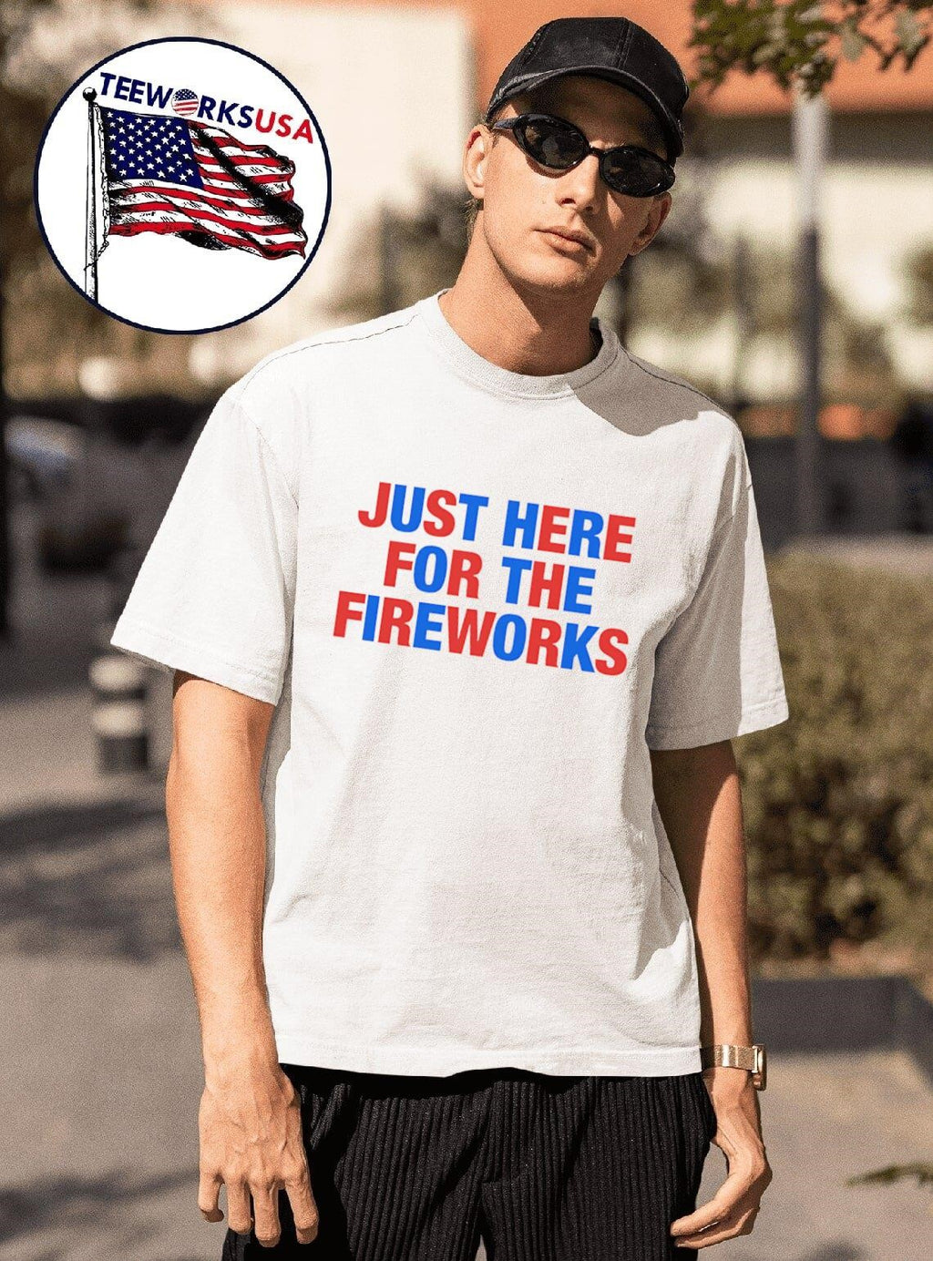 Just Here For The Fireworks - Adult & Kids T-Shirts, Sweatshirts & Hoodies apparel design preview 1