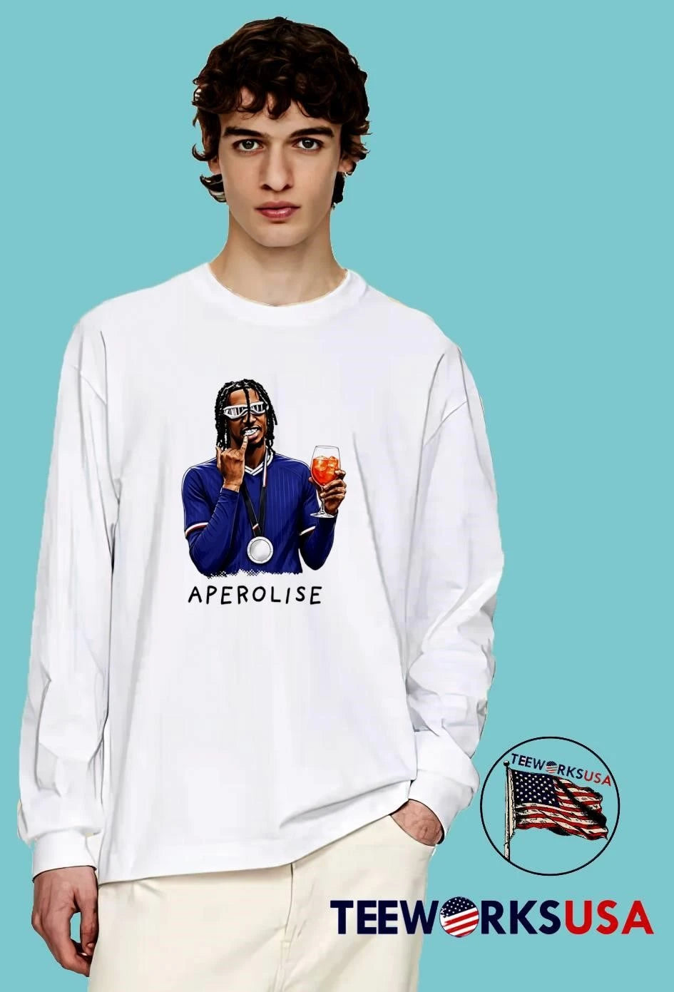 Aperolise Man Wearing Medal And Sunglasses Holding - Adult & Kids T-Shirts, Sweatshirts & Hoodies apparel design preview 3