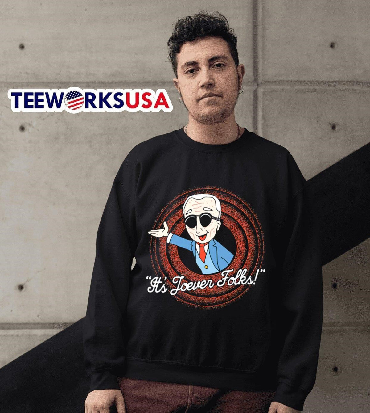 It's forever folks Joe Biden cartoon - Adult & Kids T-Shirts, Sweatshirts & Hoodies apparel design preview 3