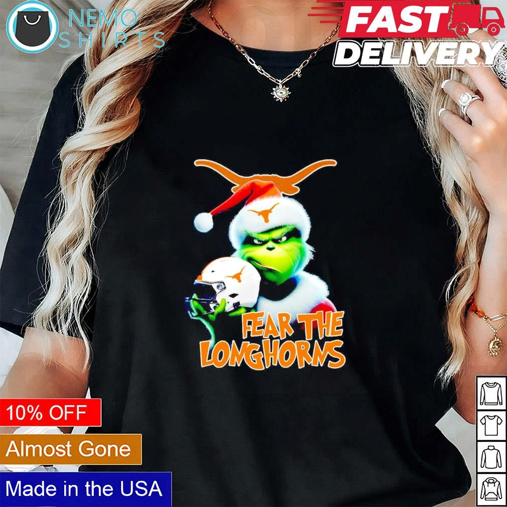 Grinch fear the Texas Longhorns Christmas - Adult & Kids T-Shirts, Sweatshirts & Hoodies apparel design preview 1