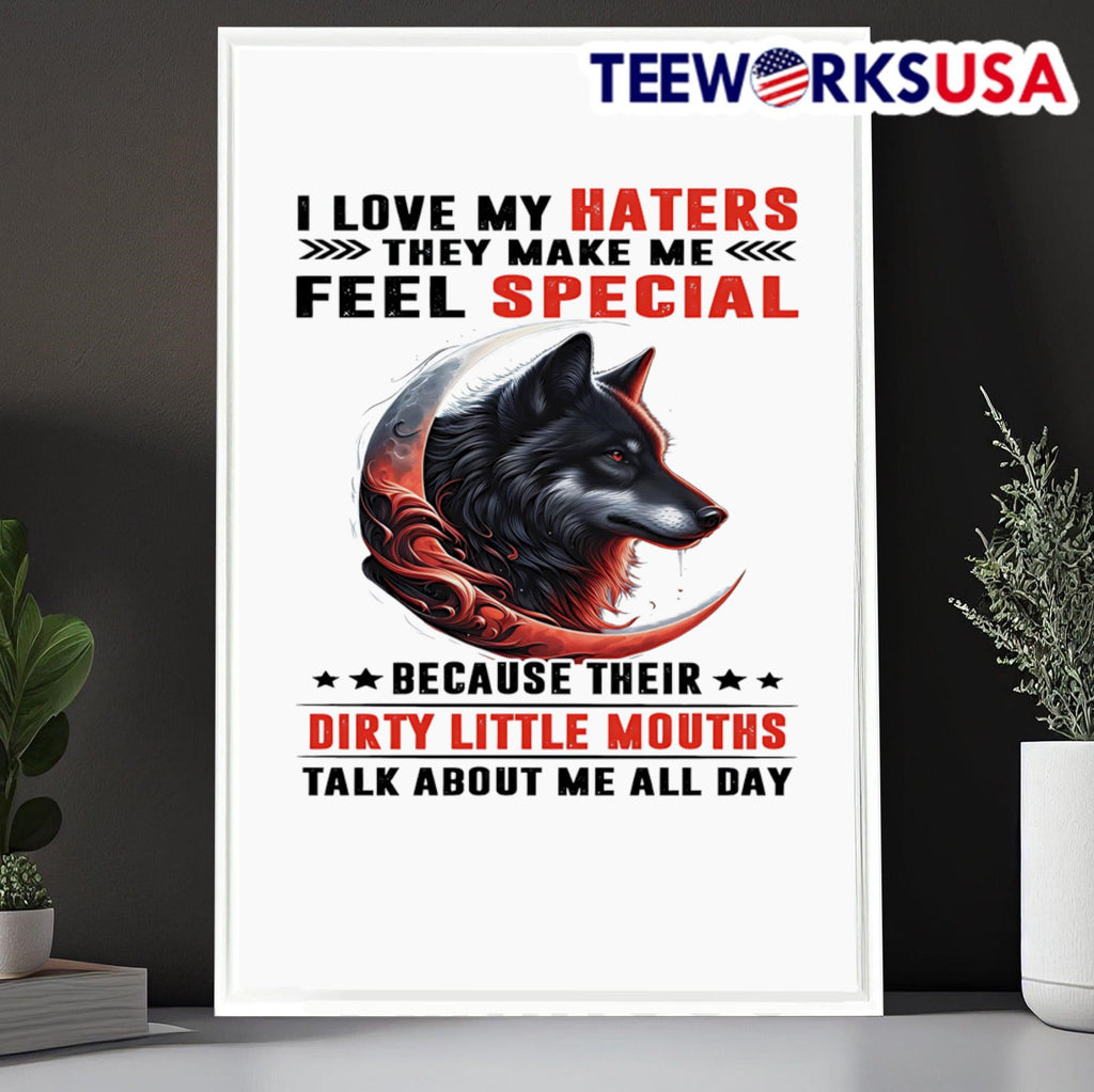 Wolf I love my haters they make me feel special - Adult & Kids T-Shirts, Sweatshirts & Hoodies apparel design preview 6