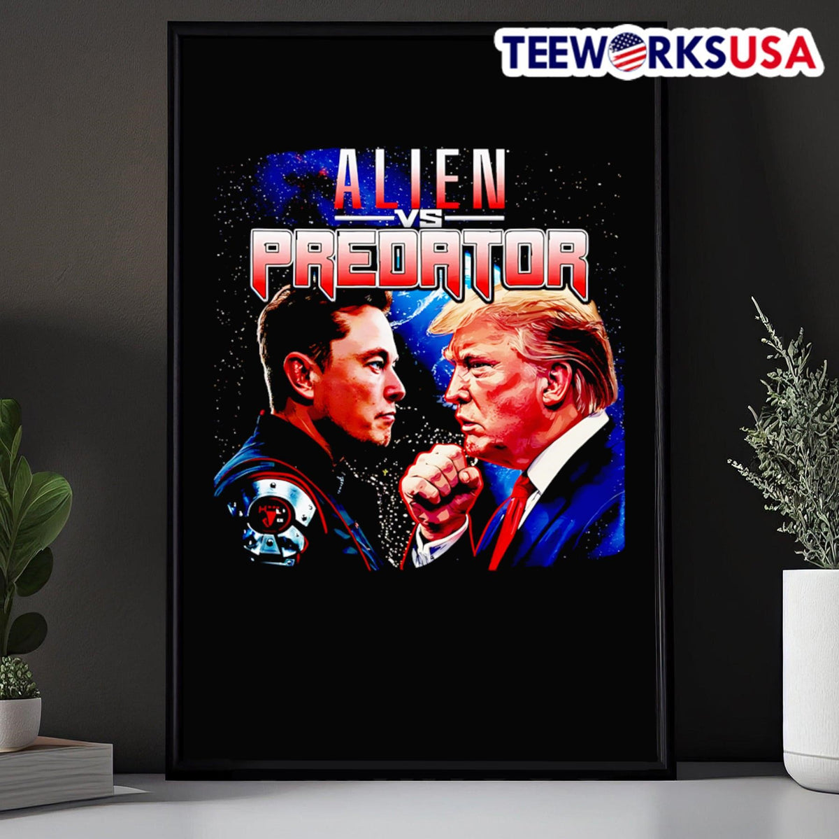 Alien vs Predator Elon Musk Donald Trump - Adult & Kids T-Shirts, Sweatshirts & Hoodies apparel design preview 5