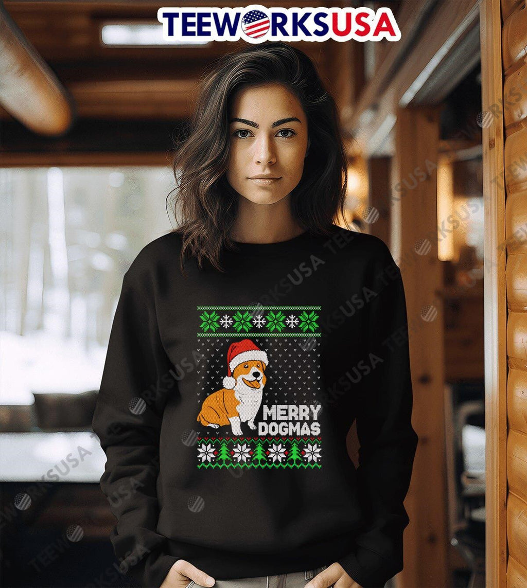 Merry Dogmas ugly christmas - Adult & Kids T-Shirts, Sweatshirts & Hoodies apparel design preview 6