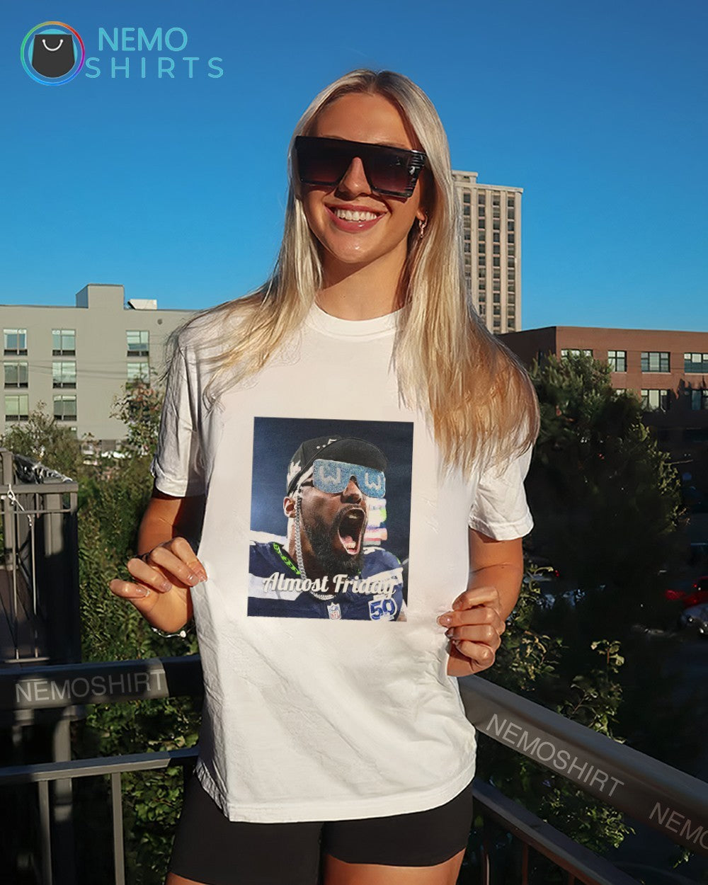 Almost Friday W glasses Seattle Seahawks - Adult & Kids T-Shirts, Sweatshirts & Hoodies apparel design preview 4