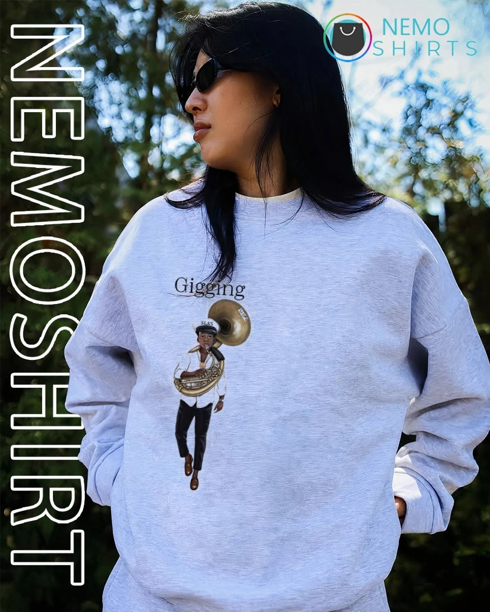Second Line Gigging NOLA Footwork Musician - Adult & Kids T-Shirts, Sweatshirts & Hoodies apparel design preview 4