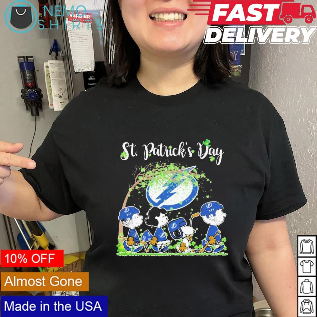 Peanuts characters Tampa Bay Lightning St. Patrick's - Adult & Kids T-Shirts, Sweatshirts & Hoodies apparel design preview 1