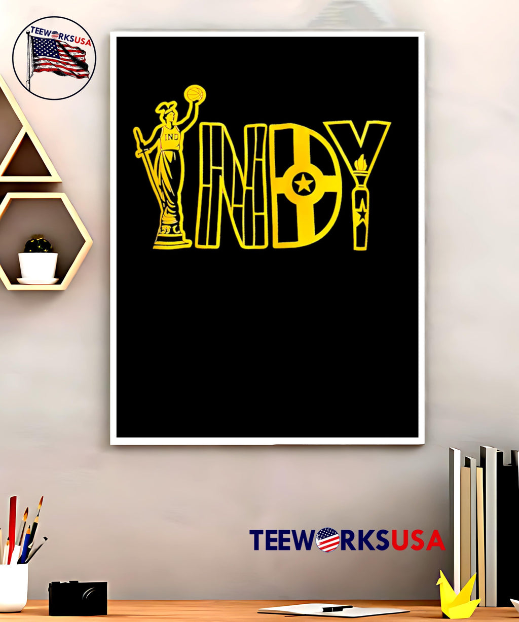 Basketball Statue INDY Yellow Star Torch Graphic - Adult & Kids T-Shirts, Sweatshirts & Hoodies apparel design preview 5