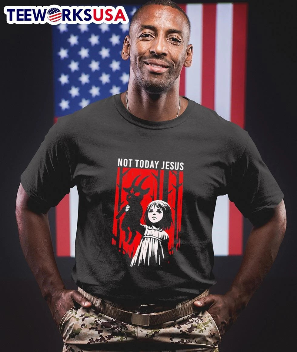 Not Today Jesus Gothic Dark Art Creepy Cute - Adult & Kids T-Shirts, Sweatshirts & Hoodies apparel design preview 1