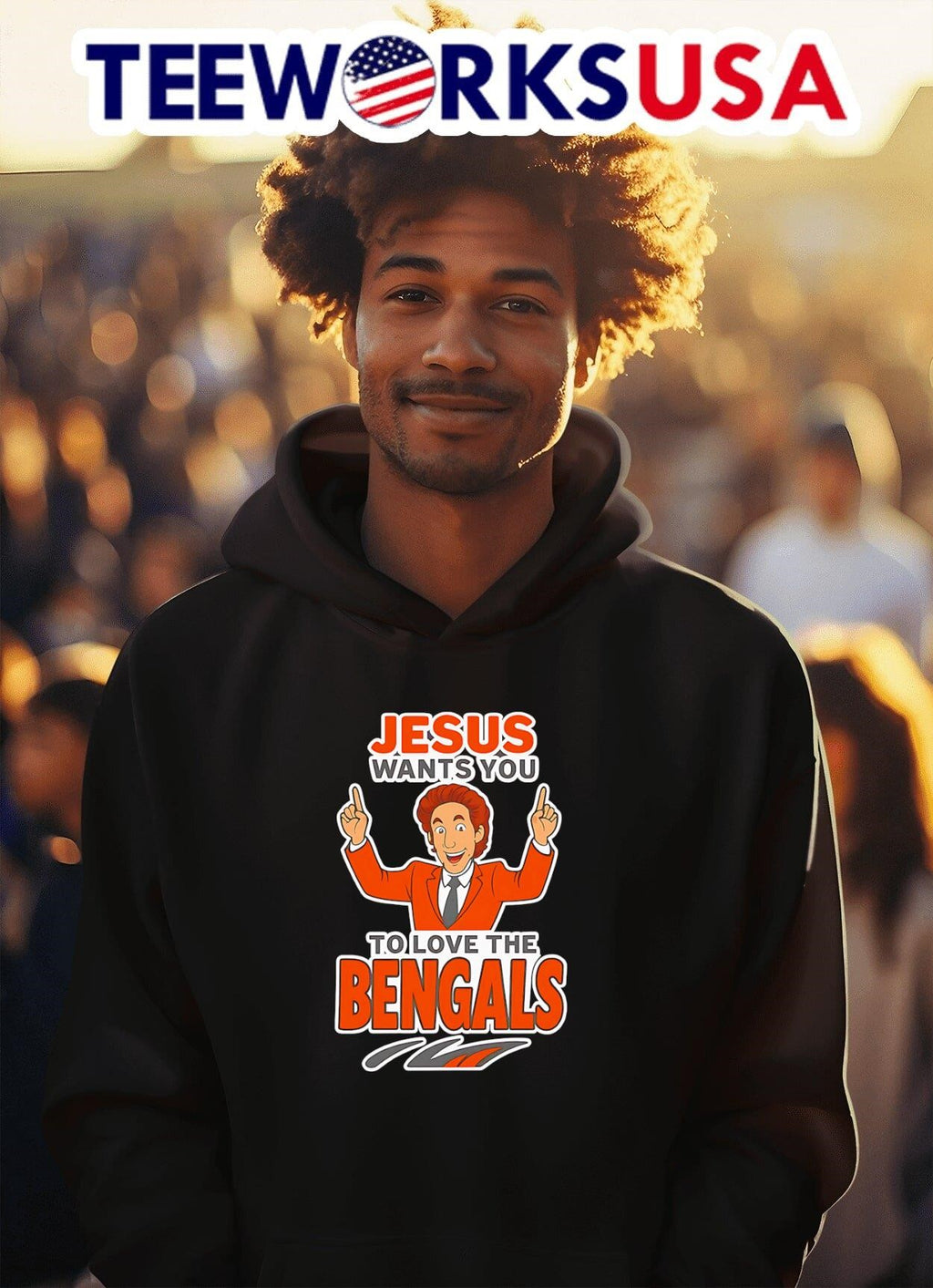 Jesus wants you to love the Bengals - Adult & Kids T-Shirts, Sweatshirts & Hoodies apparel design preview 2