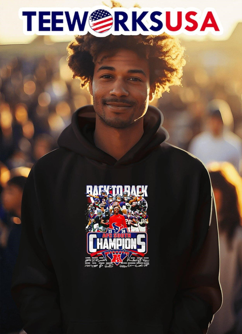 Back to 23-24 AFC South Champions Houston Texans - Adult & Kids T-Shirts, Sweatshirts & Hoodies apparel design preview 2