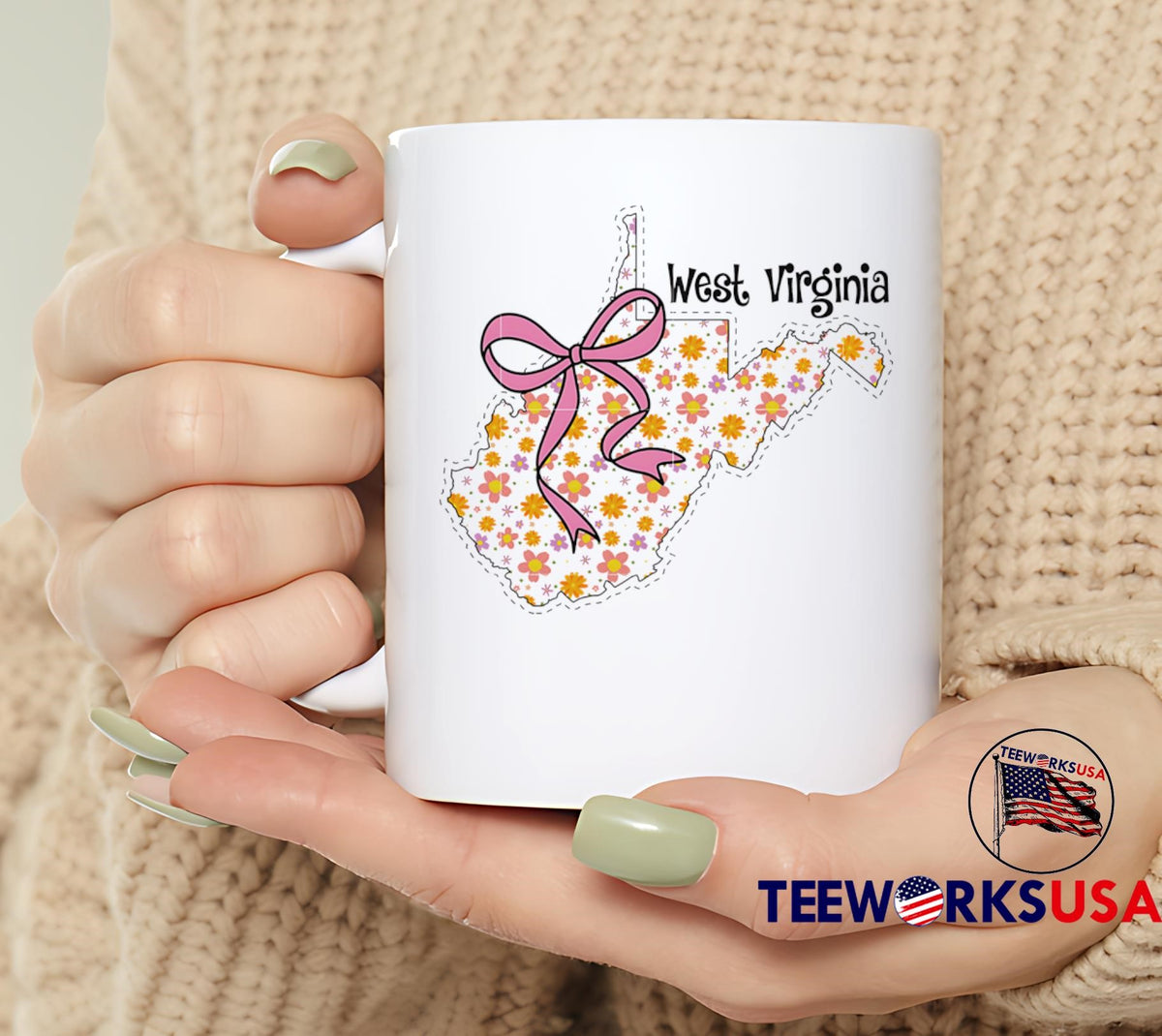 Floral Coquette Bow West Virginia Girly - Adult & Kids T-Shirts, Sweatshirts & Hoodies apparel design preview 6