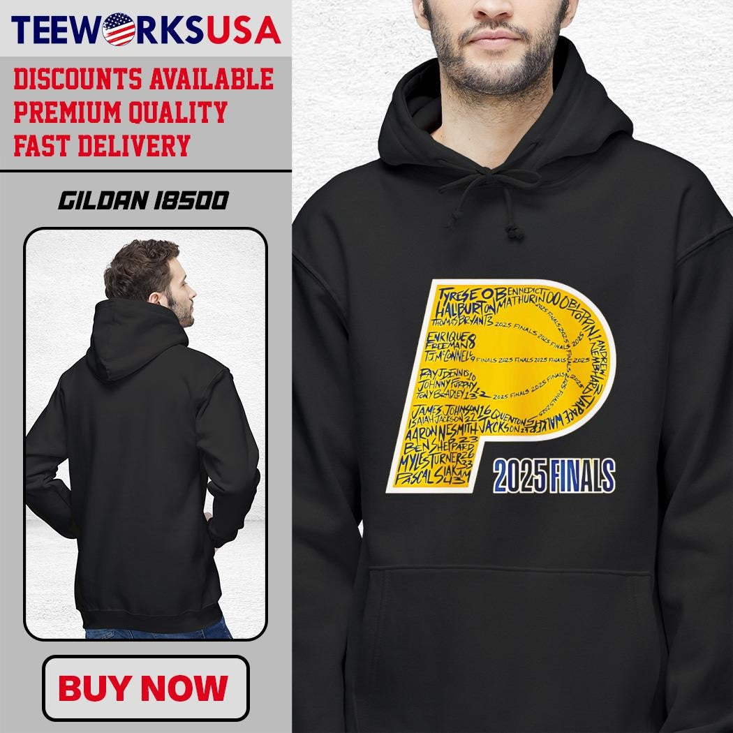 Indiana Pacers logo players signatures 2025 finals - Adult & Kids T-Shirts, Sweatshirts & Hoodies apparel design preview 2